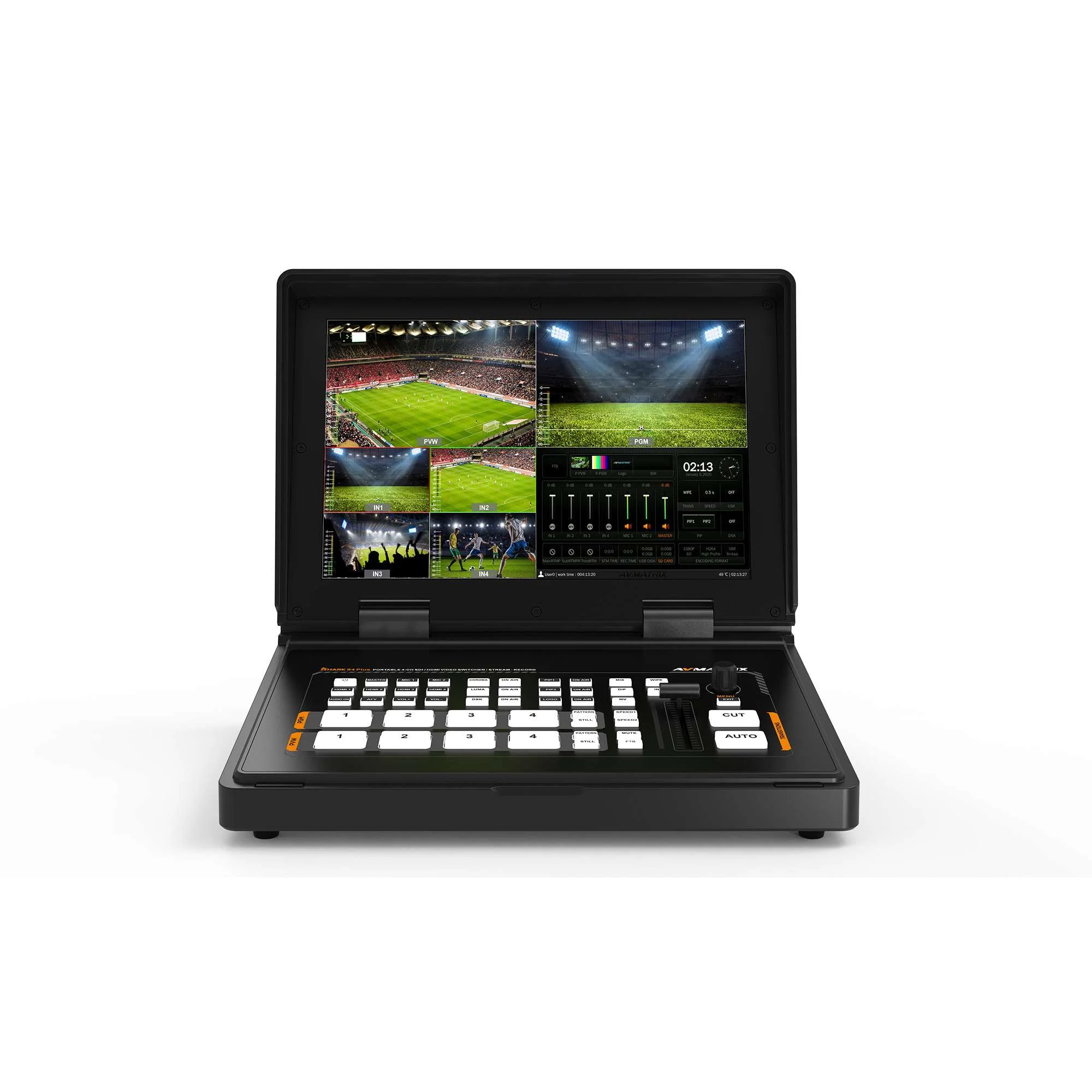 AVMATRIX Shark S4 PLUS 4-Channel SDI/HDMI Video Switcher with 10.1" IPS Display