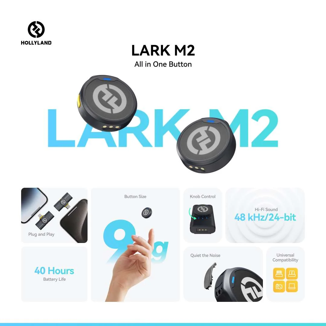 Hollyland LARK M2 DUO 2-Person Wireless Combo Microphone System (2.4 GHz, Shine Charcoal)