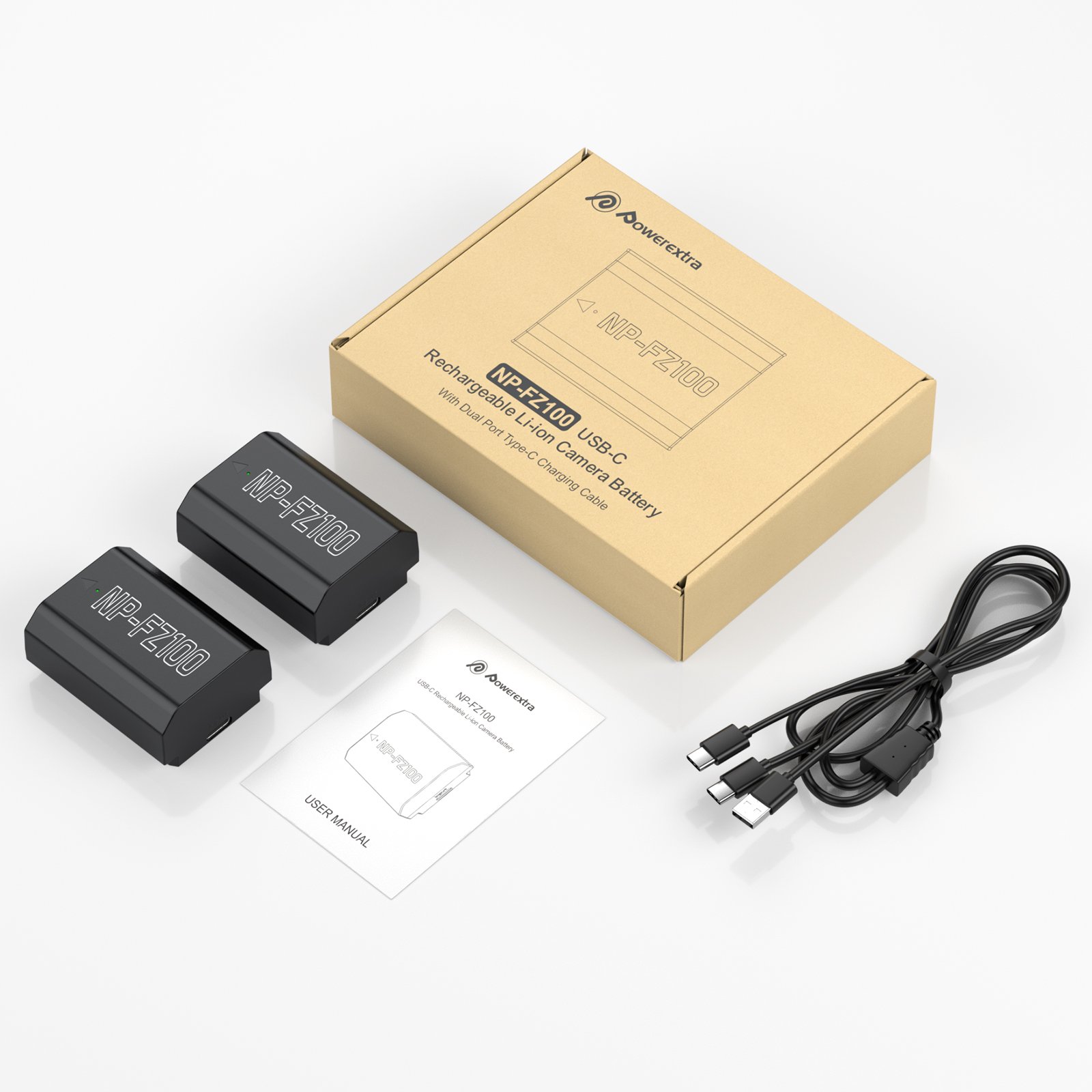 Powerextra Replacement Sony NP-FZ100 Battery 2500mAh (USB-C)
