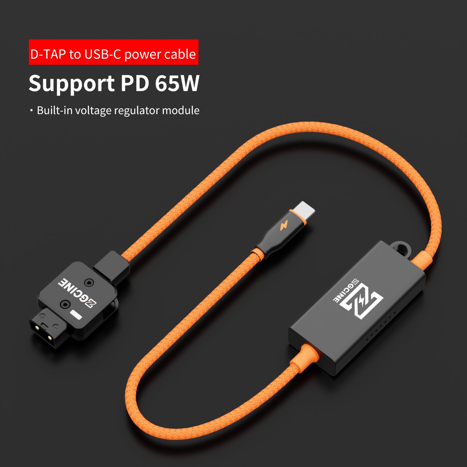 ZGCine D-Tap to USB-C PD 2-Way V-Mount Charger Braided Power Delivery Cable for V-Mount Battery,Mirrorless Cameras, Phones & More