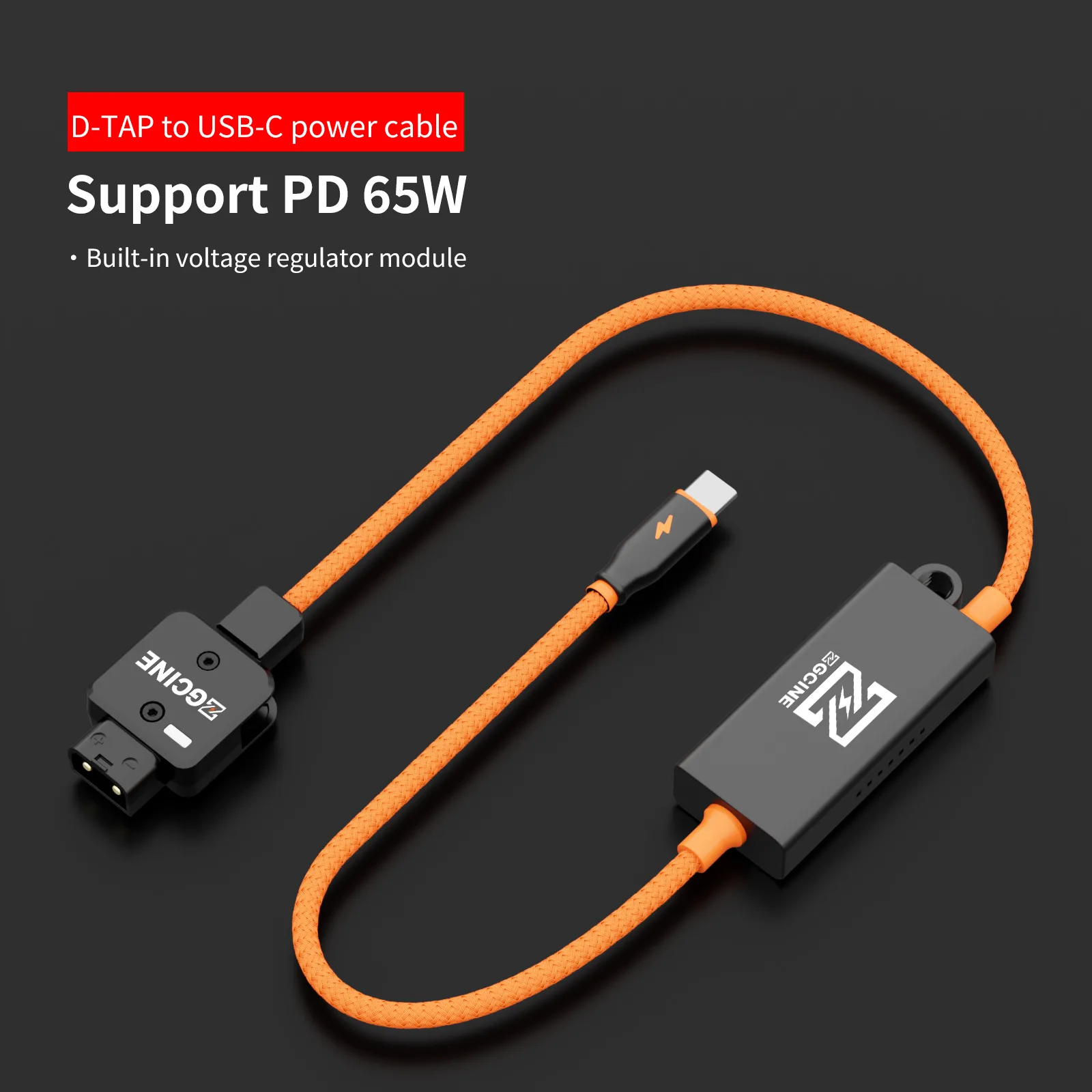 ZGCine D-Tap to USB-C PD 2-Way V-Mount Charger Braided Power Delivery Cable for V-Mount Battery,Mirrorless Cameras, Phones & More