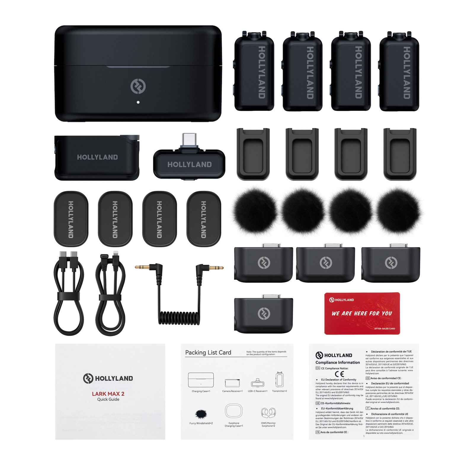 Hollyland LARK MAX 2 Combo 4-Person Wireless Microphone System for Cameras and Mobile Devices (Space Gray, 2.4 GHz)