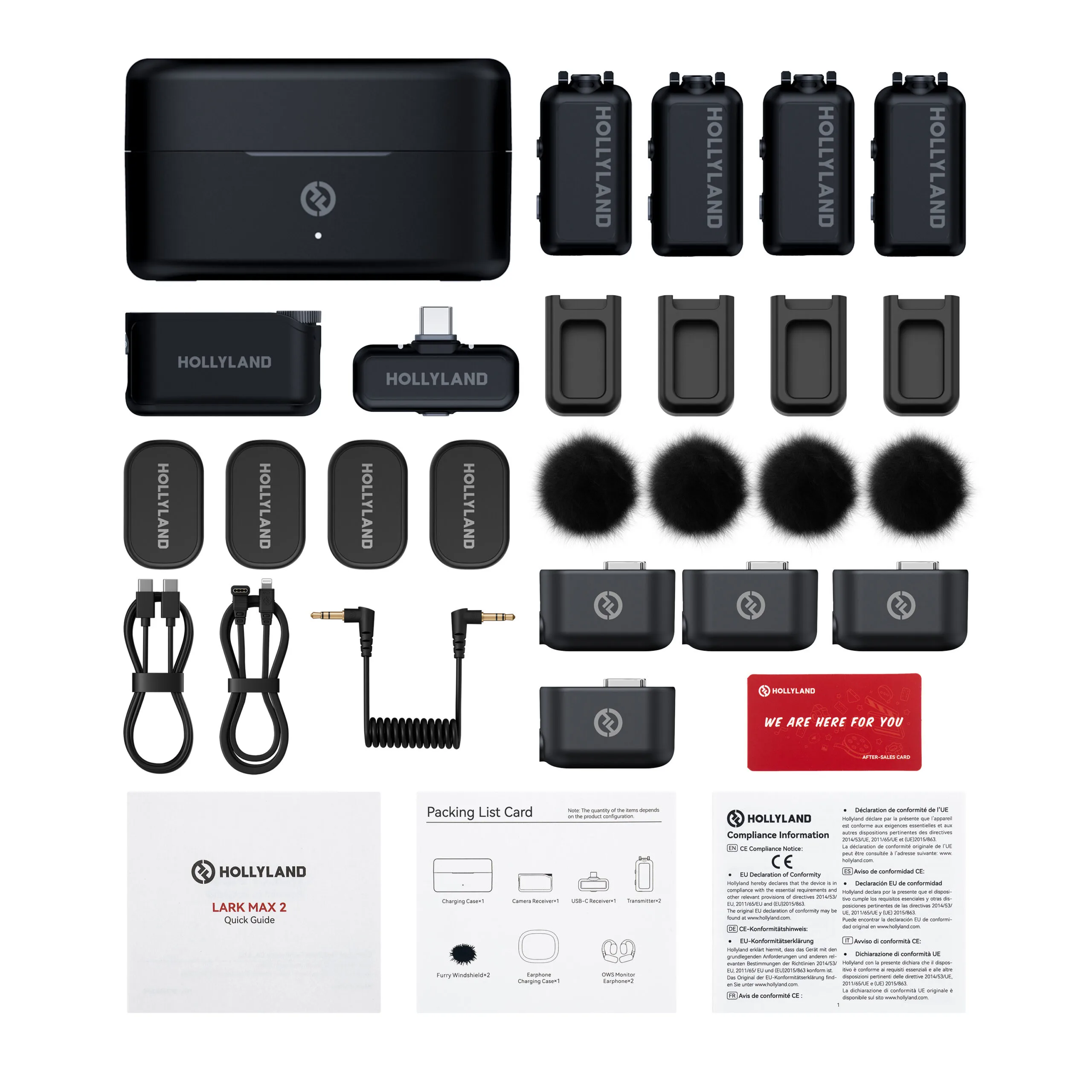 Hollyland LARK MAX 2 Combo 4-Person Wireless Microphone System for Cameras and Mobile Devices (Space Gray, 2.4 GHz)