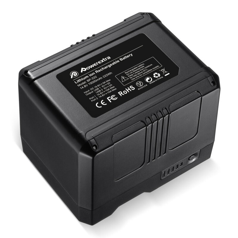 Powerextra V-Mount/V-Lock Battery - 222Wh 14.8V 15000mAh Rechargeable Li-ion Battery