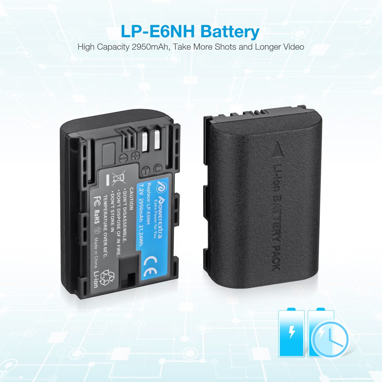 Powerextra LP-E6NH High Capacity Battery 2950mAh
