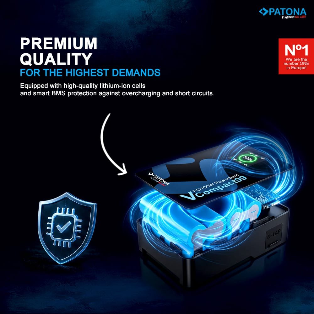Patona VCompact99 V Mount Battery DIGITAL MASTER: https:::digitalmastergh.com _03_v-mount_battery_vcompact99_pd100w_prem_desk_EN