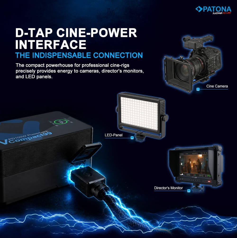 Patona VCompact99 V Mount Battery DIGITAL MASTER: https:::digitalmastergh.com _06_v-mount_battery_vcompact99_pd100w_prem_desk_EN