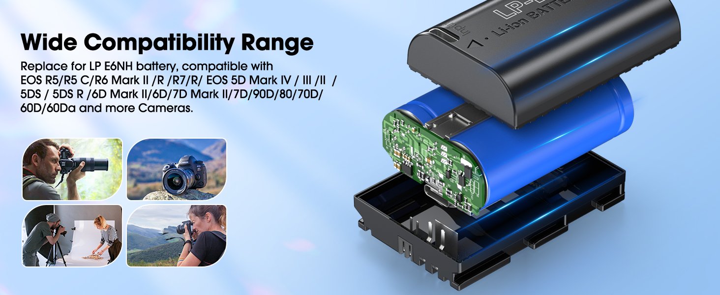 Powerextra LP-E6NH High Capacity Battery 2950mAh (USB-C Rechargeable)