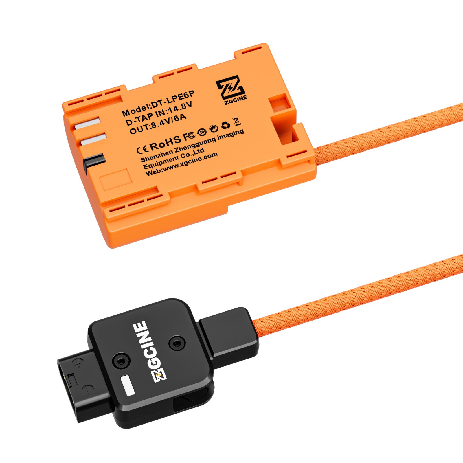 ZGCINE DT-LPE6P D-Tap to LP-E6P Braided Dummy Battery Cable