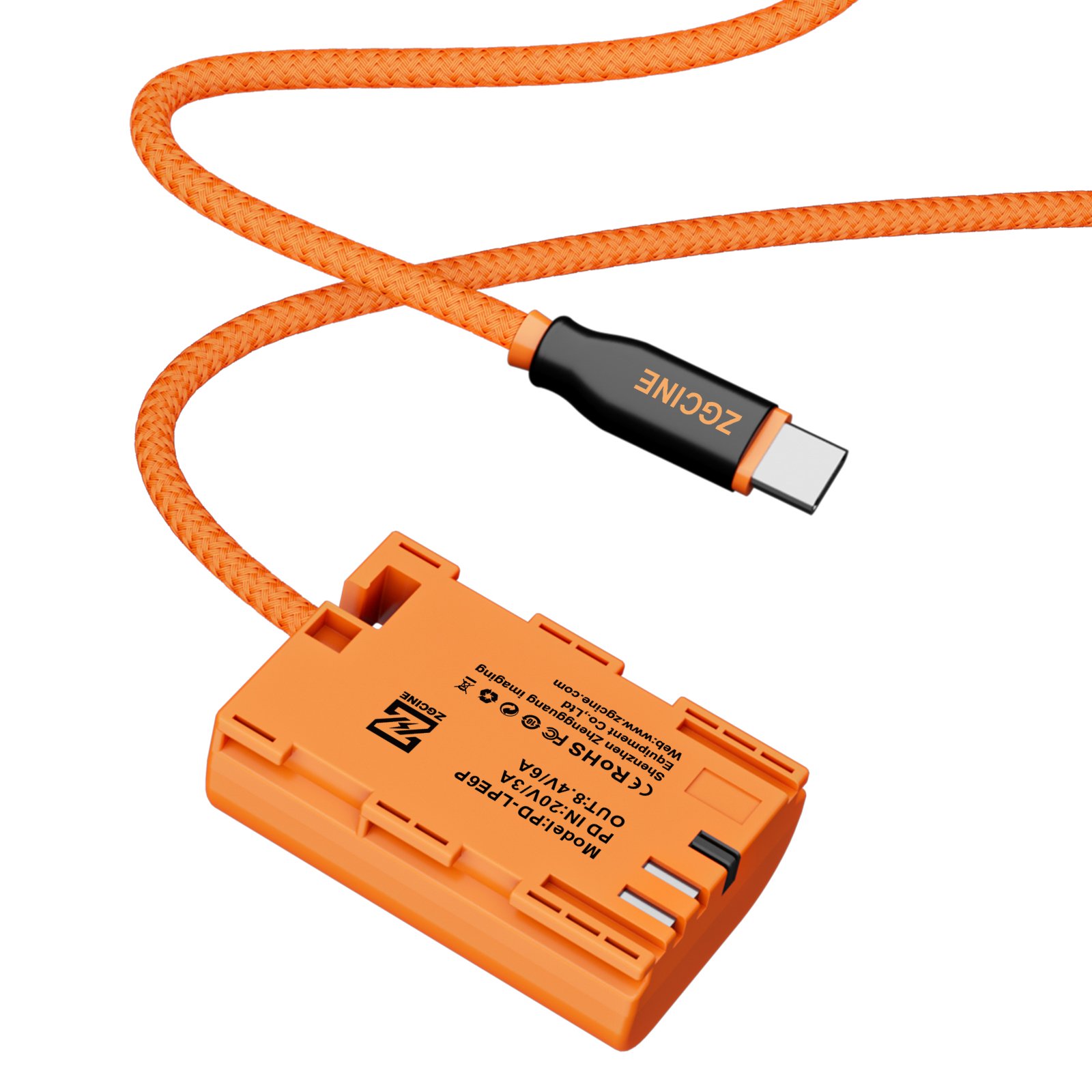 ZGCINE PD-LPE6P USB-C to LP-E6P Braided Dummy Battery Cable
